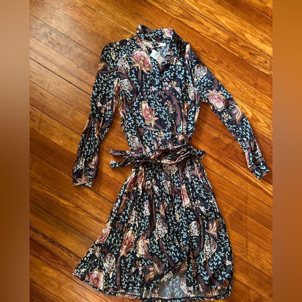 LOFT Multicolor Paisley Long Sleeve Dress